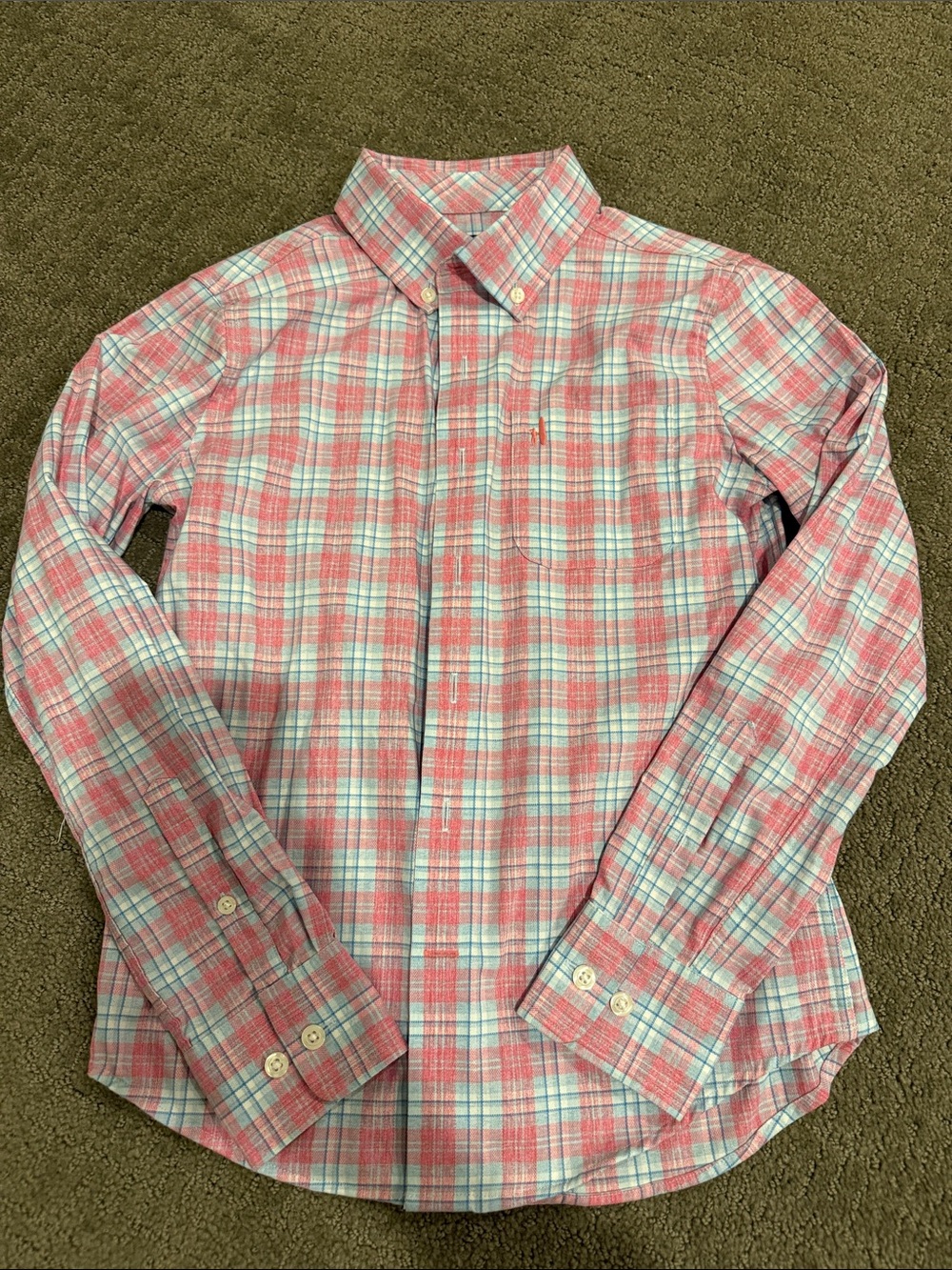 Boys Johnnie-o  Button-Down Plaid Shirt in Pink and Light Blue